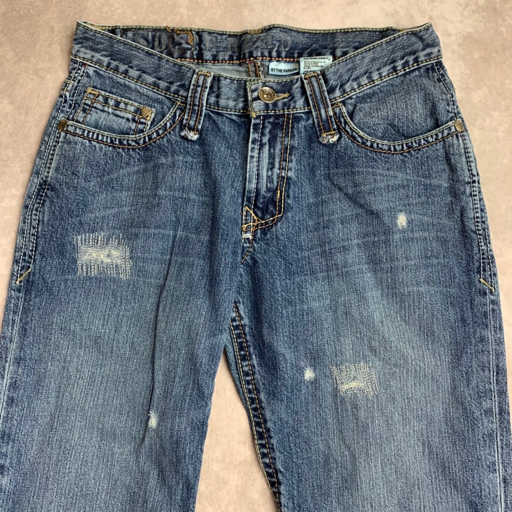 Southern Thread The Parker Mens 30L (29x34) Medium Wash Distressed Bootcut Jeans
